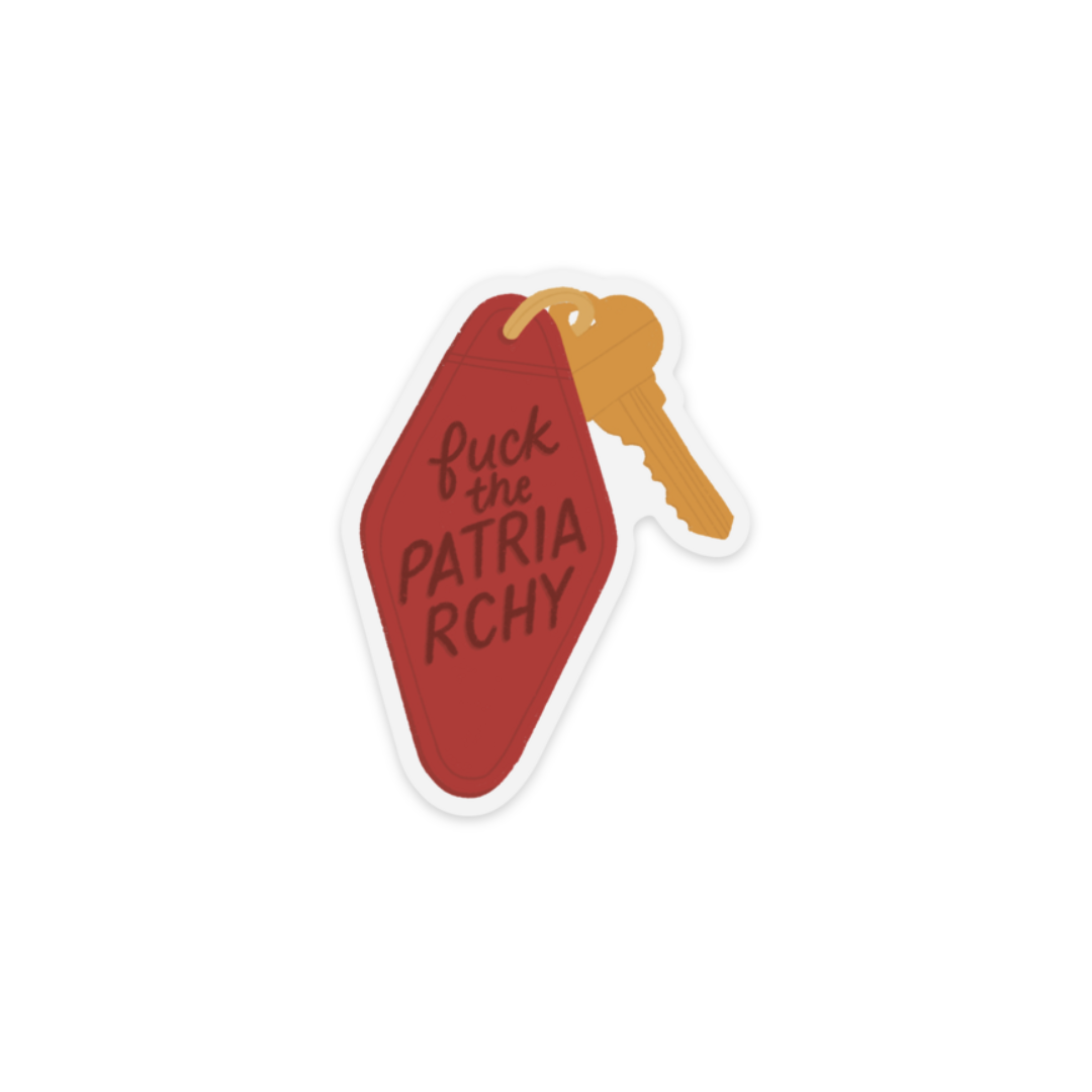 Clear Fuck The Patriarchy Keychain Sticker, 2.2x3in